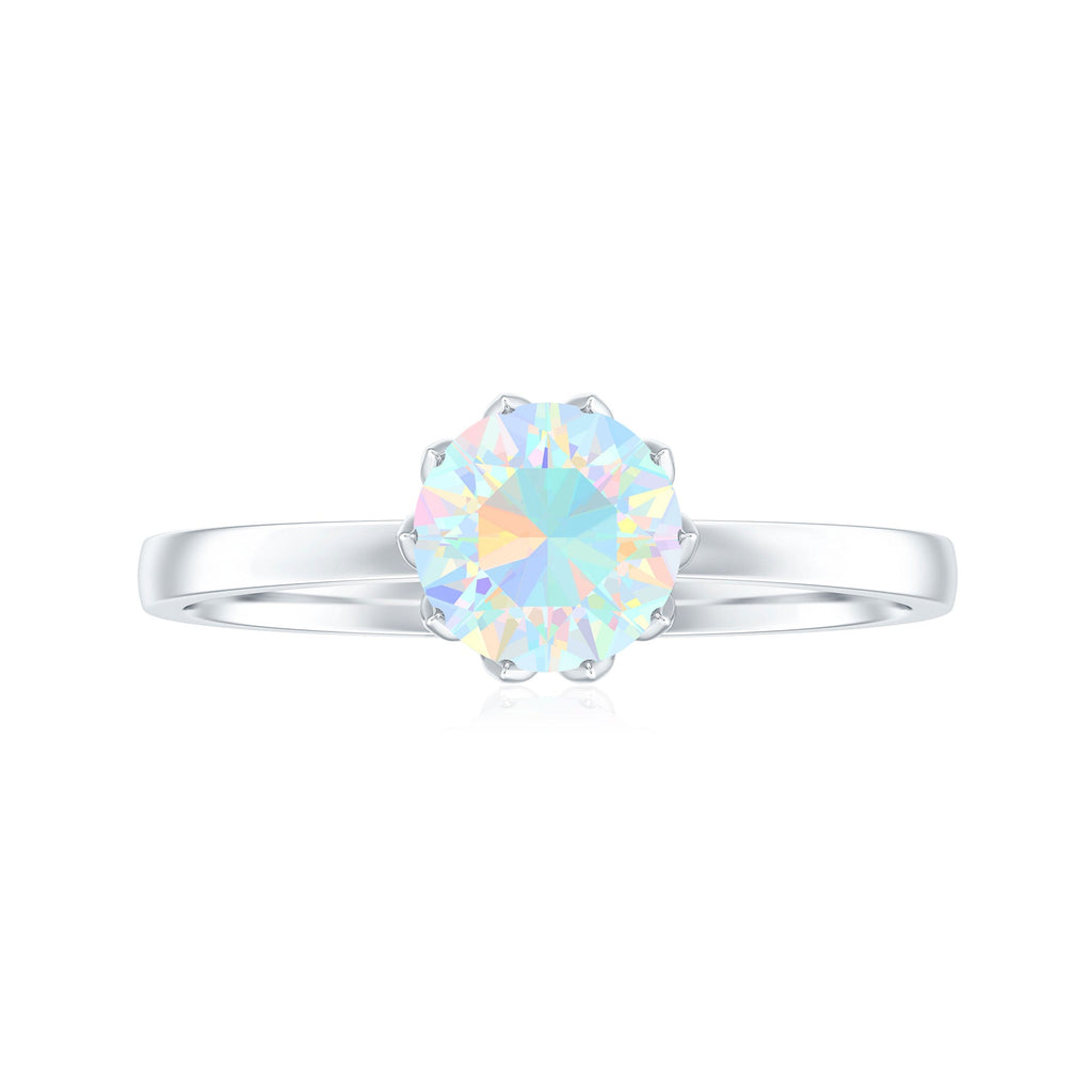 Natural 2 Cart Ethiopian Opal Engagement Ring in Lotus Basket Setting