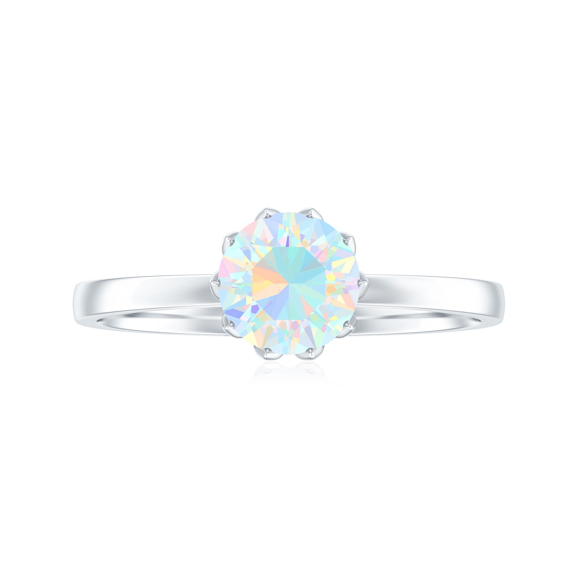 Natural 2 Cart Ethiopian Opal Engagement Ring in Lotus Basket Setting