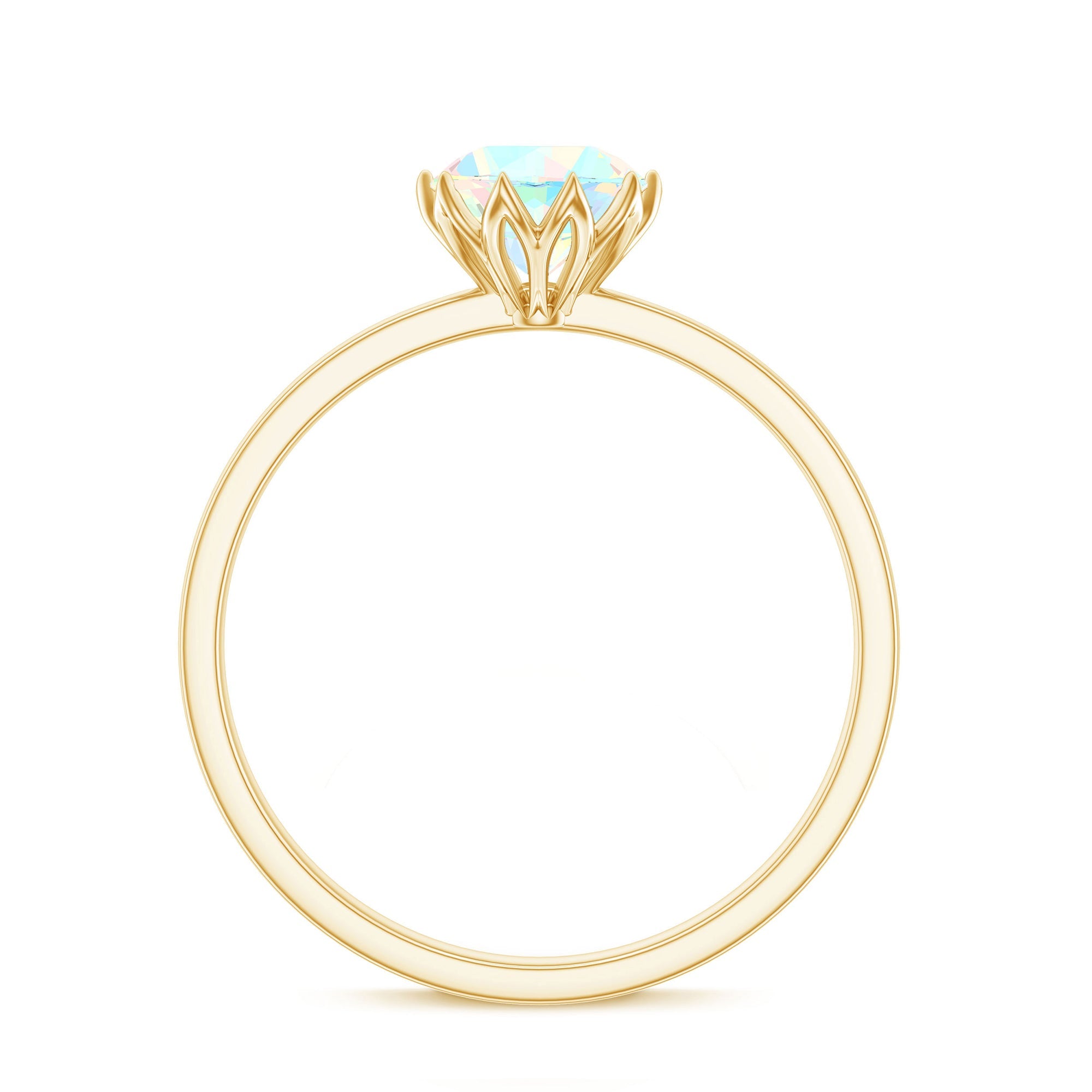 Natural 2 Cart Ethiopian Opal Engagement Ring in Lotus Basket Setting