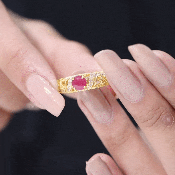 Vintage Style 0.6 Carat Ruby Engagement Ring with Diamond
