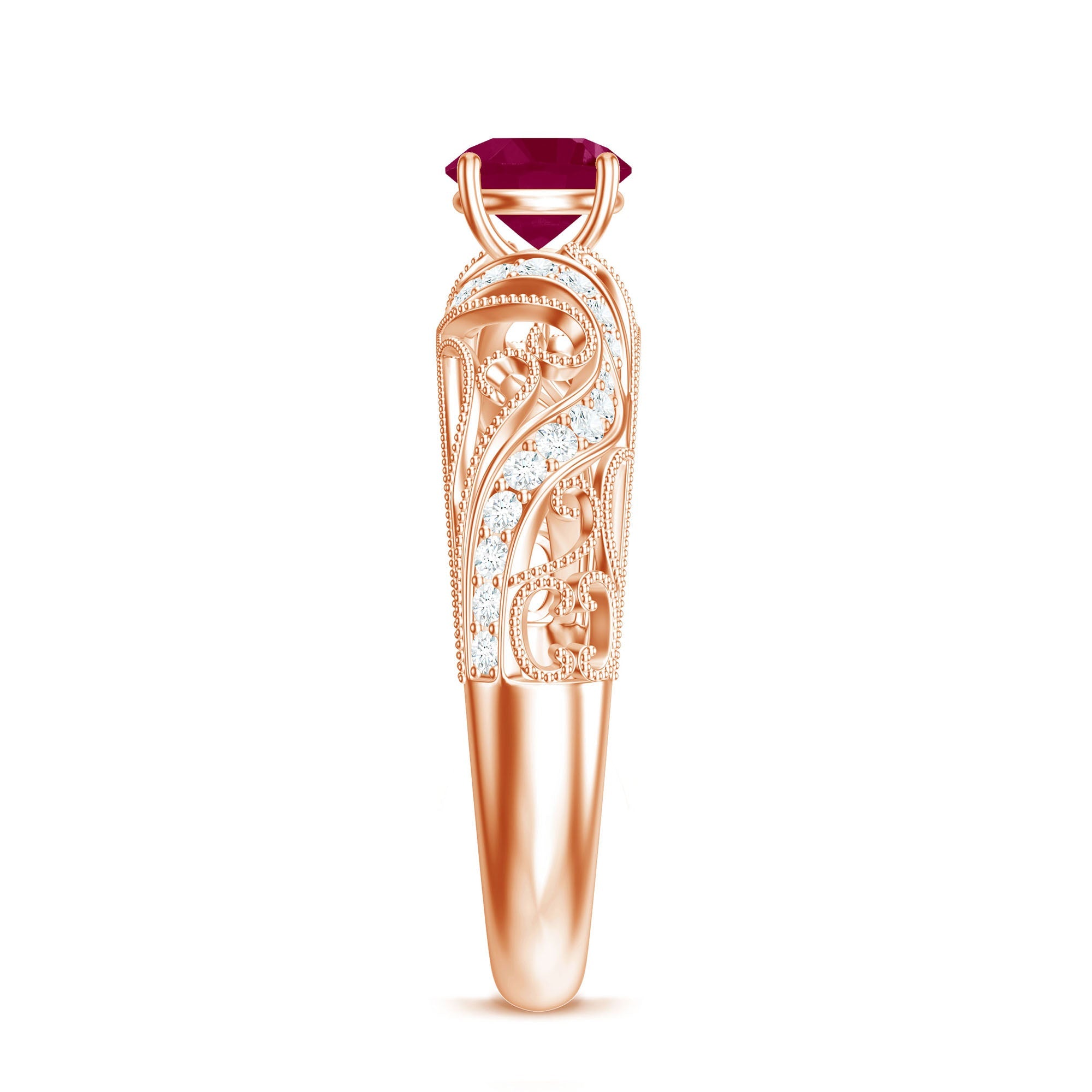 Vintage Style 0.6 Carat Ruby Engagement Ring with Diamond