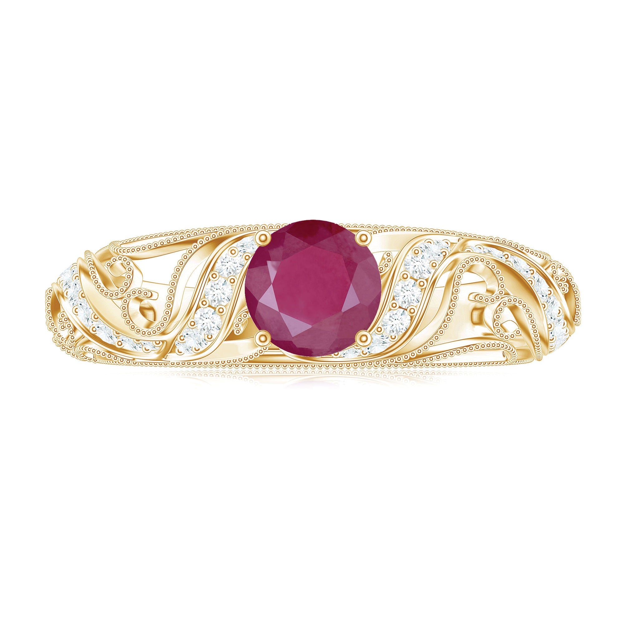 Vintage Style 0.6 Carat Ruby Engagement Ring with Diamond