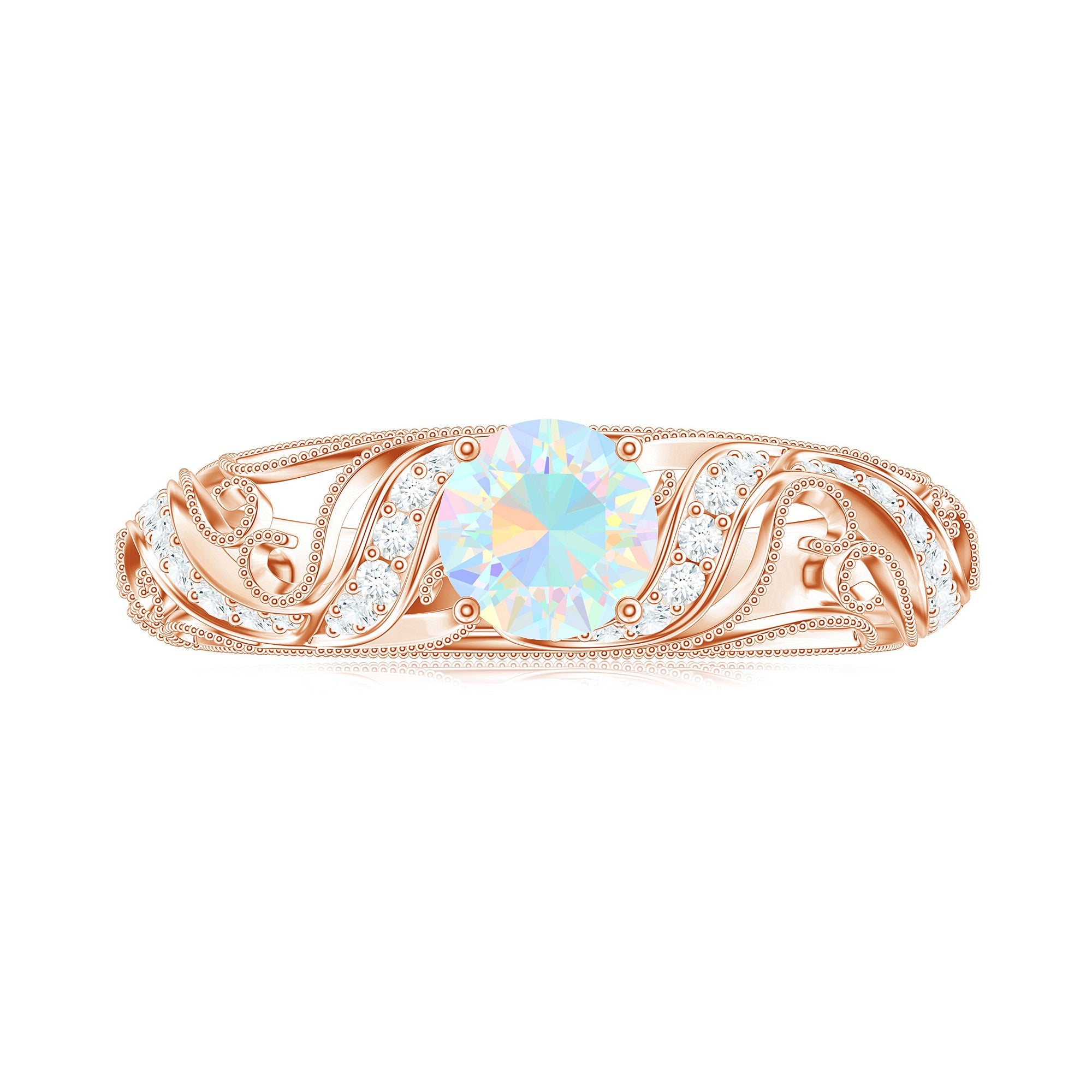 Natural Ethiopian Opal Diamond Vintage Looking Engagement Ring with Certificate