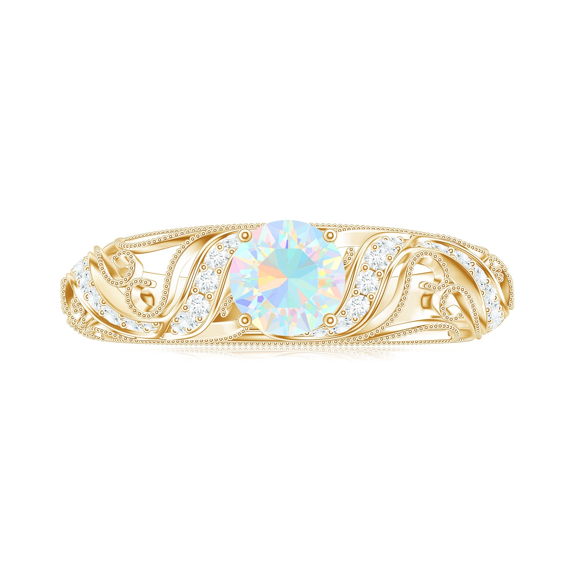 Natural Ethiopian Opal Diamond Vintage Looking Engagement Ring with Certificate