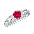 Lab Created Ruby and Diamond Vintage Inspired Engagement Ring