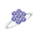 Natural Tanzanite Flower Cluster Engagement Ring