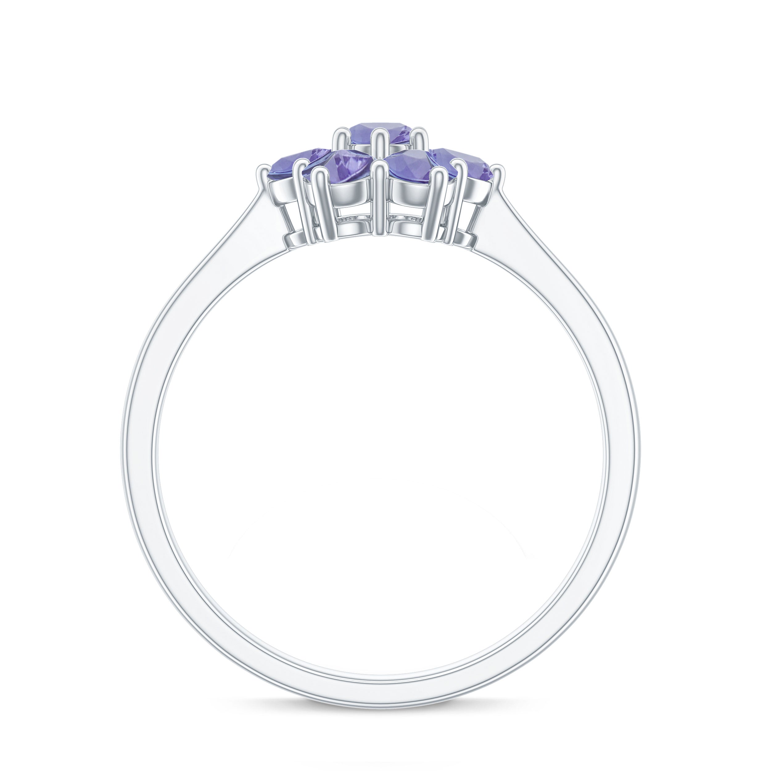 Natural Tanzanite Flower Cluster Engagement Ring