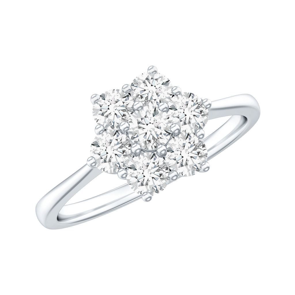 Natural Diamond Flower Cluster Engagement Ring for Women