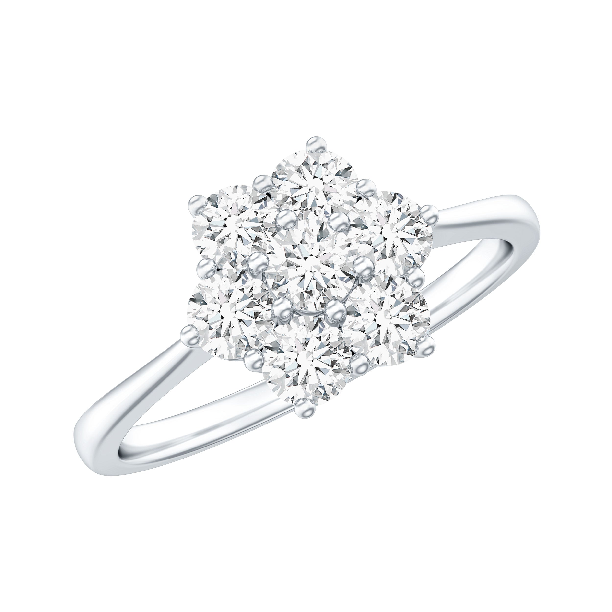 Natural Diamond Flower Cluster Engagement Ring for Women