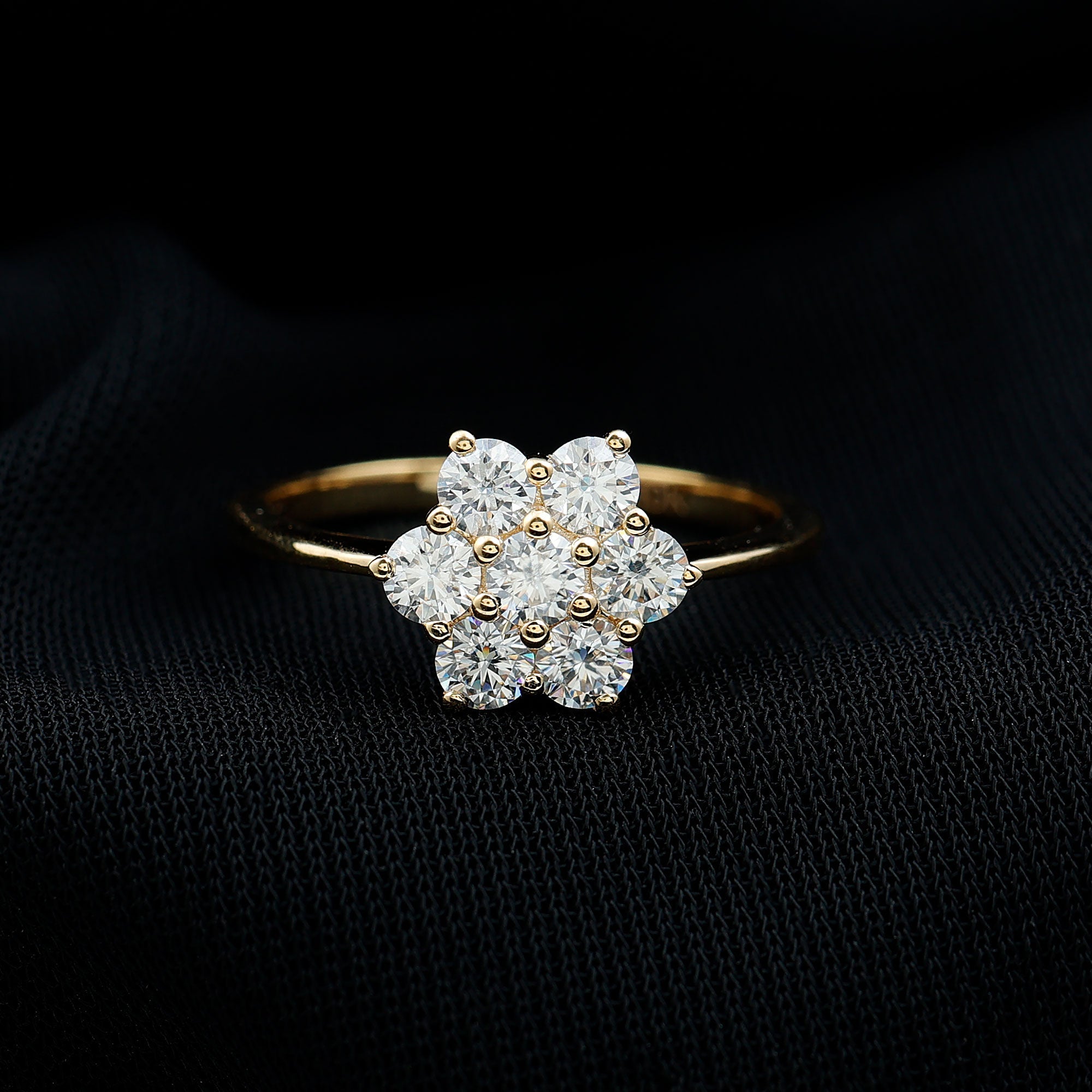 Natural Diamond Flower Cluster Engagement Ring for Women