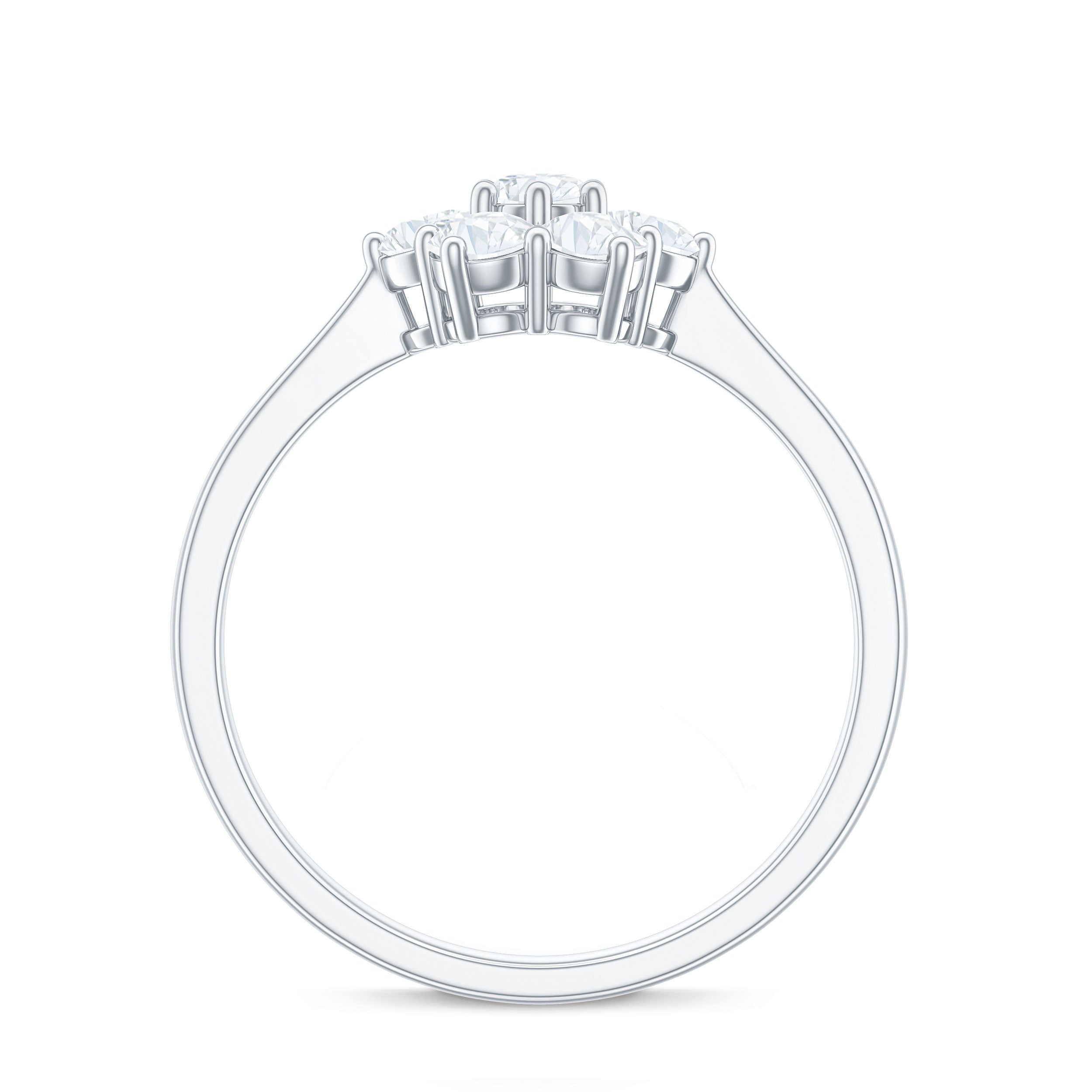 Round Shape Moissanite Cluster Flower Engagement Ring