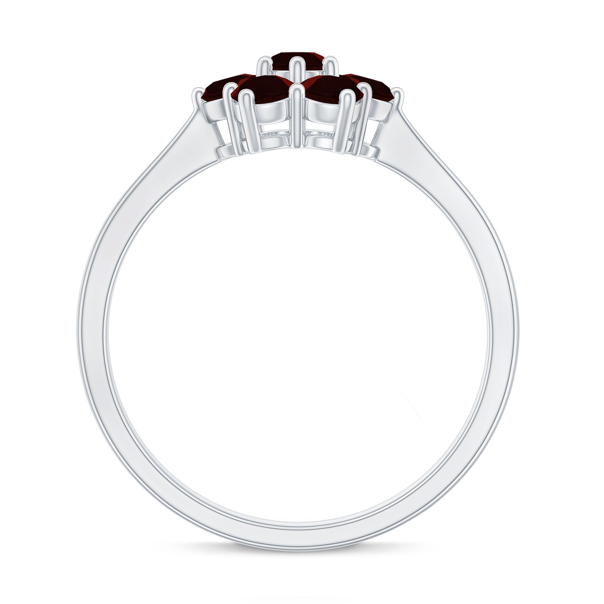 Natural Garnet Flower Cluster Engagement Ring
