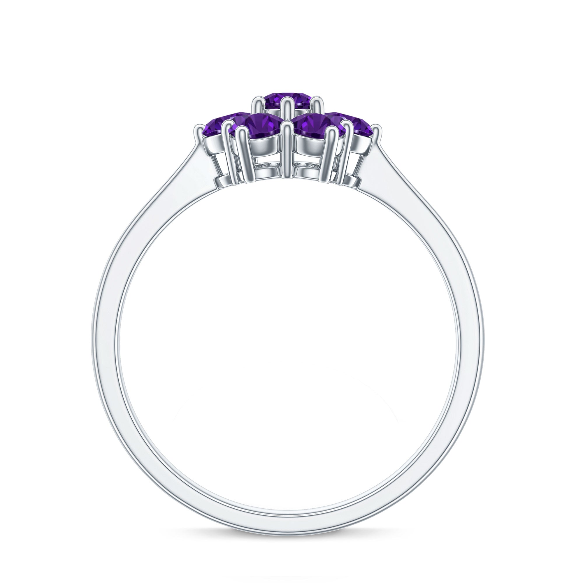 Round Shape Amethyst Cluster Flower Ring for Women