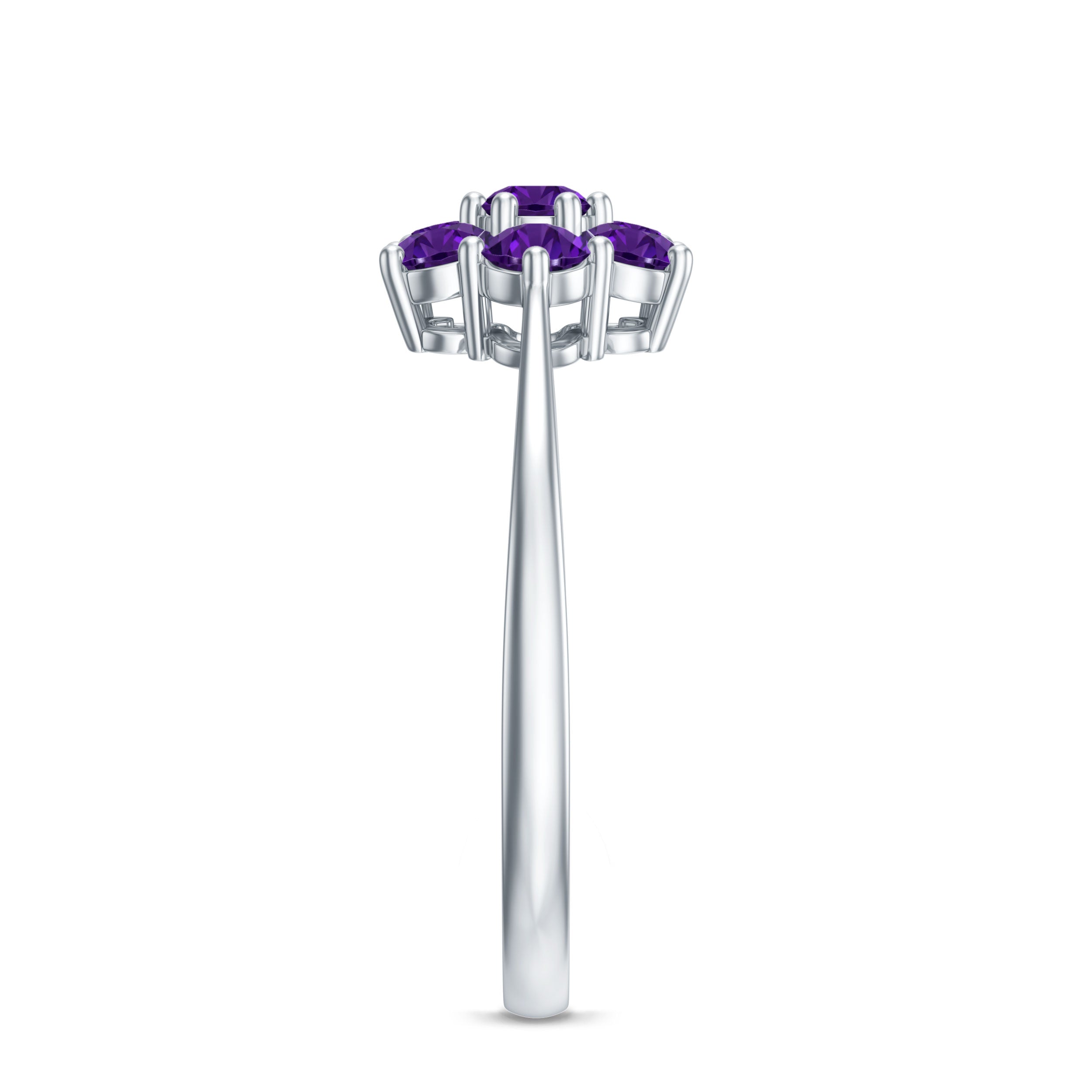 Round Shape Amethyst Cluster Flower Ring for Women