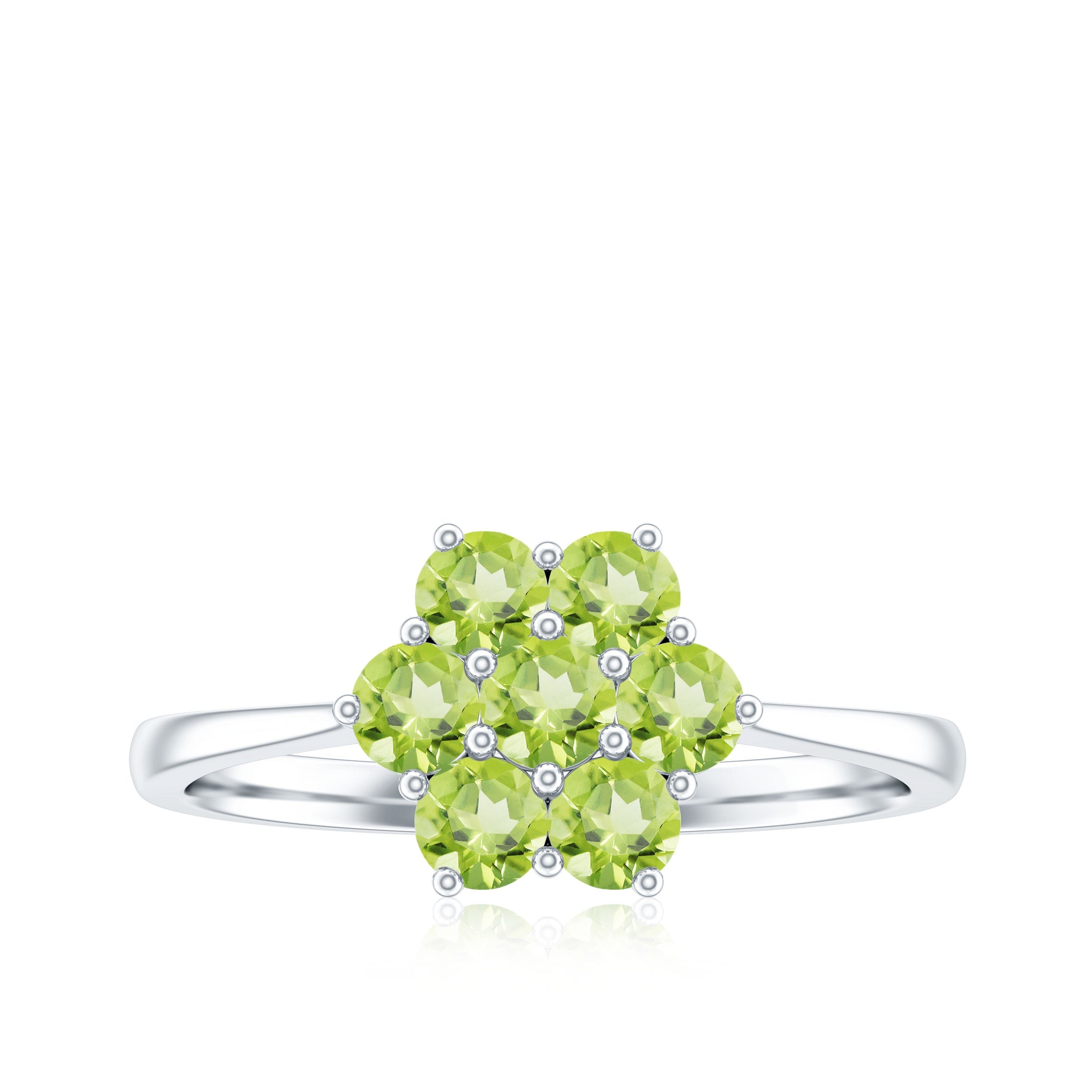 Natural Peridot Flower Cluster Engagement Ring