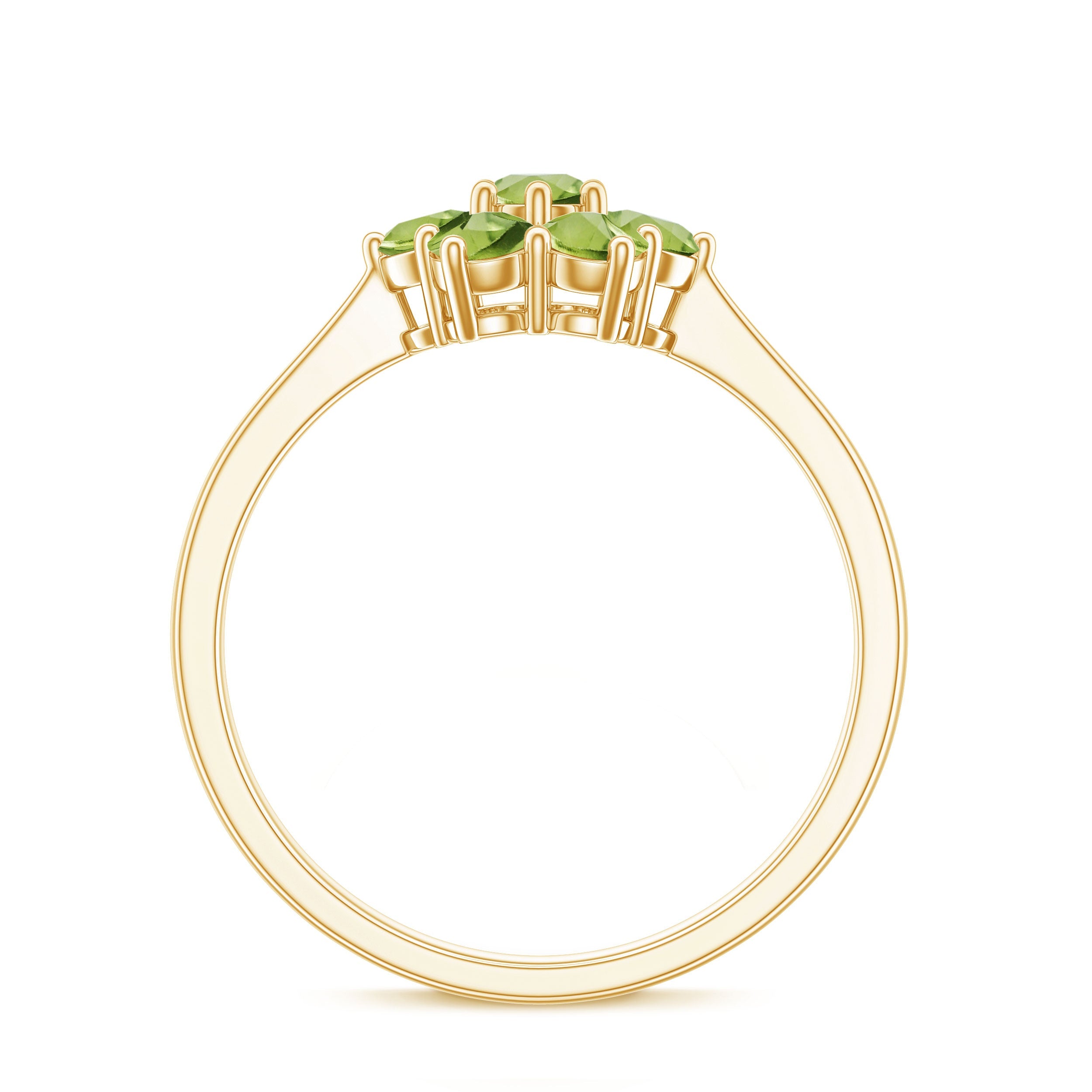 Natural Peridot Flower Cluster Engagement Ring