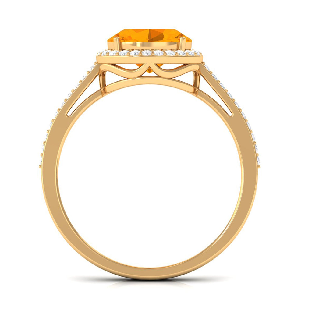 Oval Cut Fire Opal East West Engagement Ring with Diamond Halo
