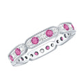 Real Pink Tourmaline and Diamond Eternity Band Ring