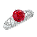 Vintage Looking Lab Ruby and Diamond Engagement Ring