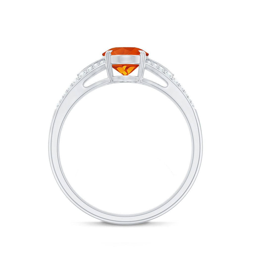 Oval 1 Carat Fire Opal Engagement Ring with Diamond Split Shank
