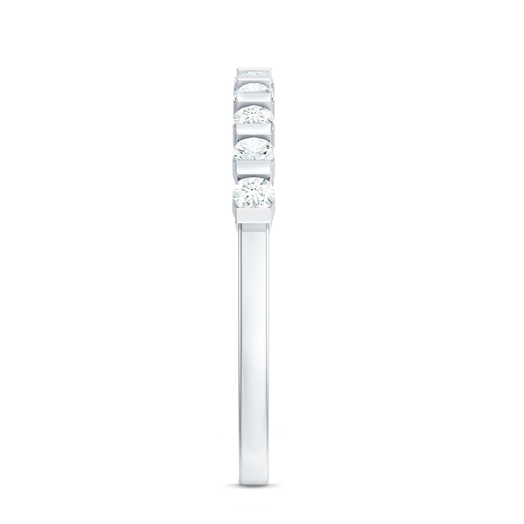 Minimalist Moissanite Half Eternity Stackable Ring