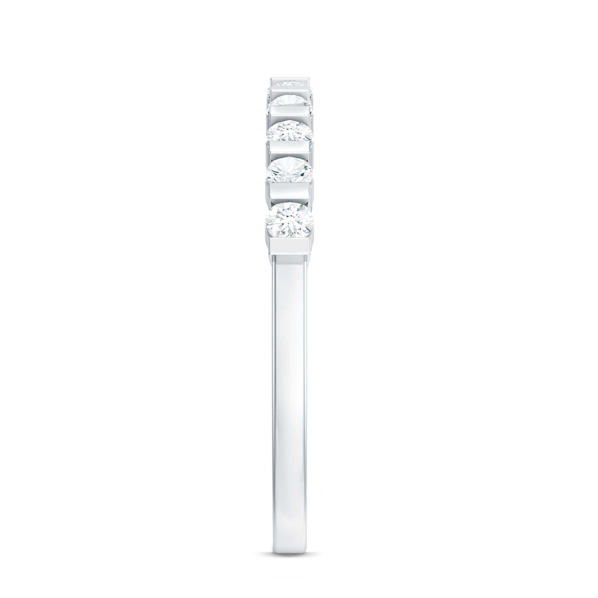 Minimalist Moissanite Half Eternity Stackable Ring