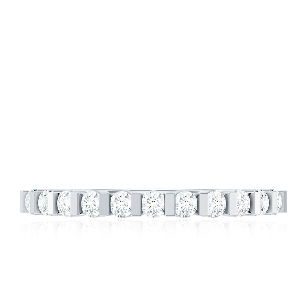 Minimalist Moissanite Half Eternity Stackable Ring