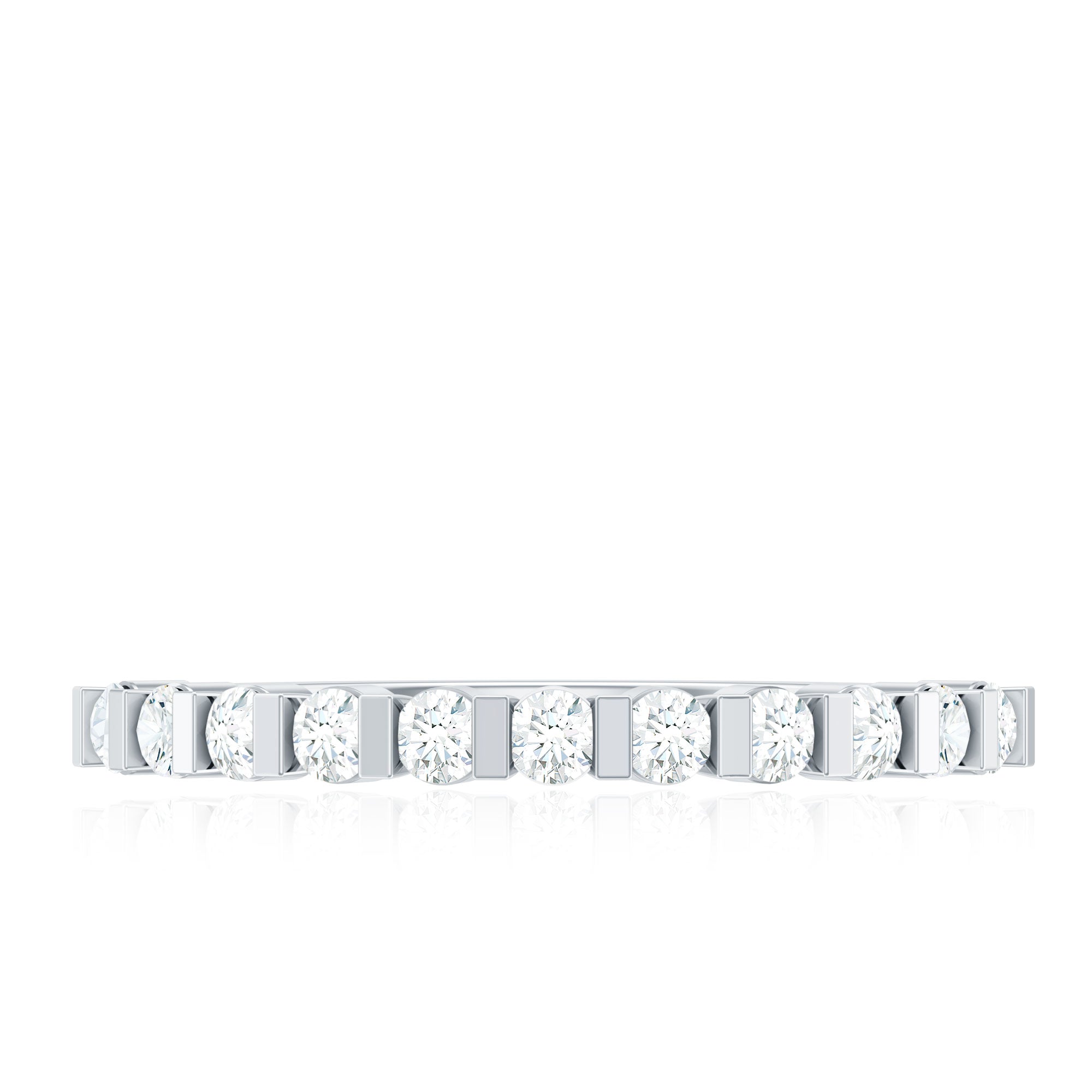 Minimalist Moissanite Half Eternity Stackable Ring
