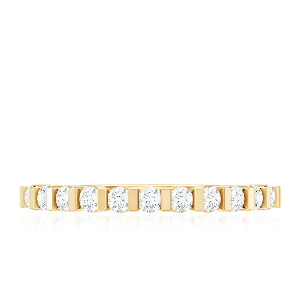 Minimalist Moissanite Half Eternity Stackable Ring