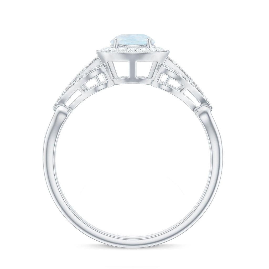 Vintage Inspired Moonstone and Diamond Engagement Ring