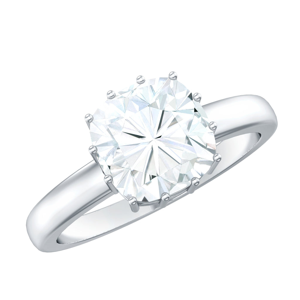 Certified 3 Carat Cushion Cut Moissanite Solitaire Engagement Ring