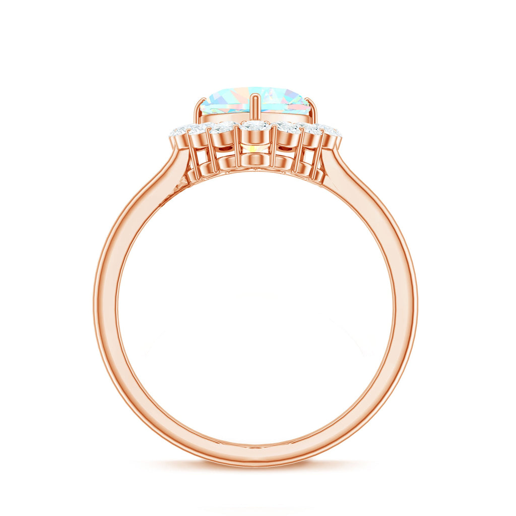 Certified Real Ethiopian Opal Heart Shaped Engagement Ring with Diamond Halo