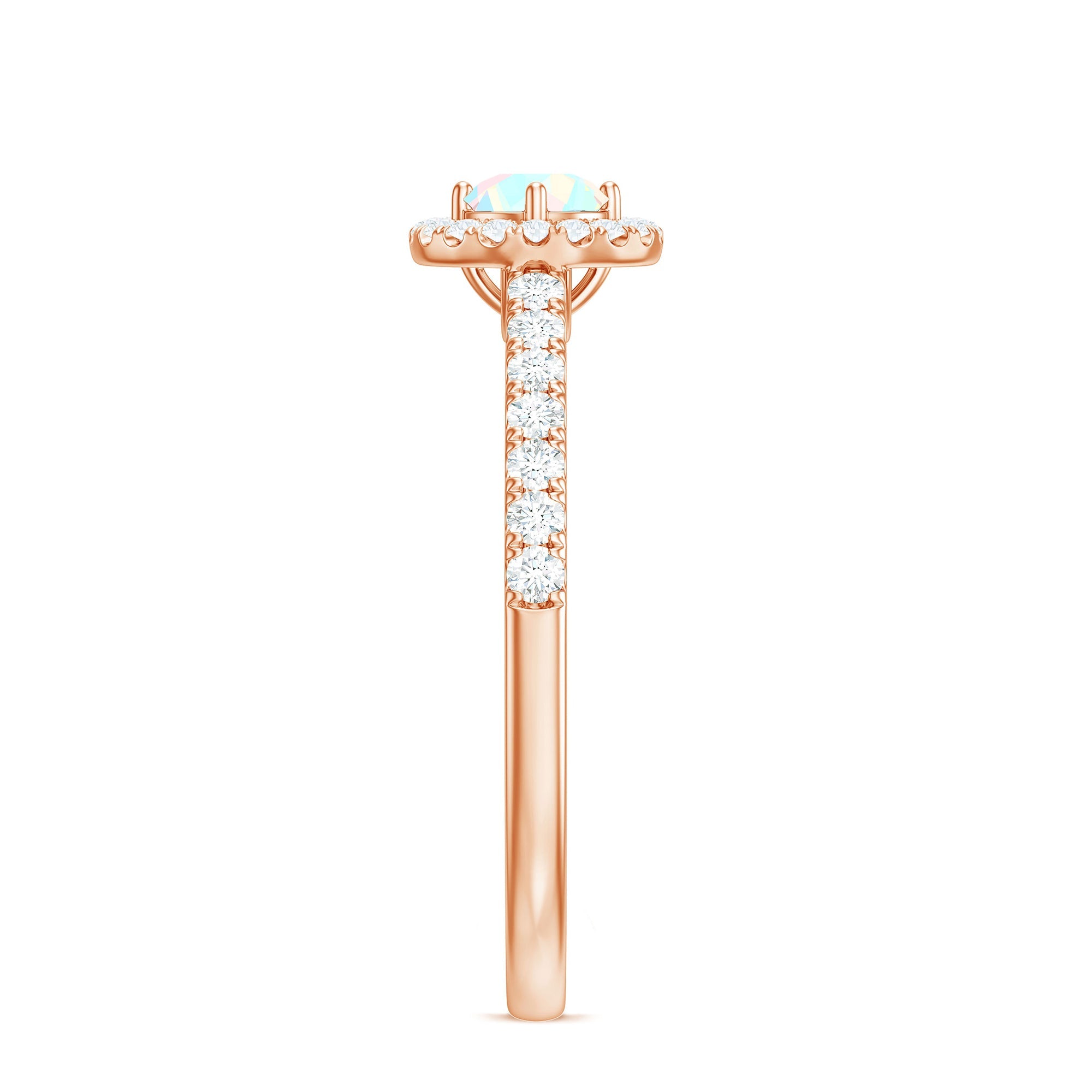 Natural Ethiopian Opal Diamond Engagement Ring with Halo