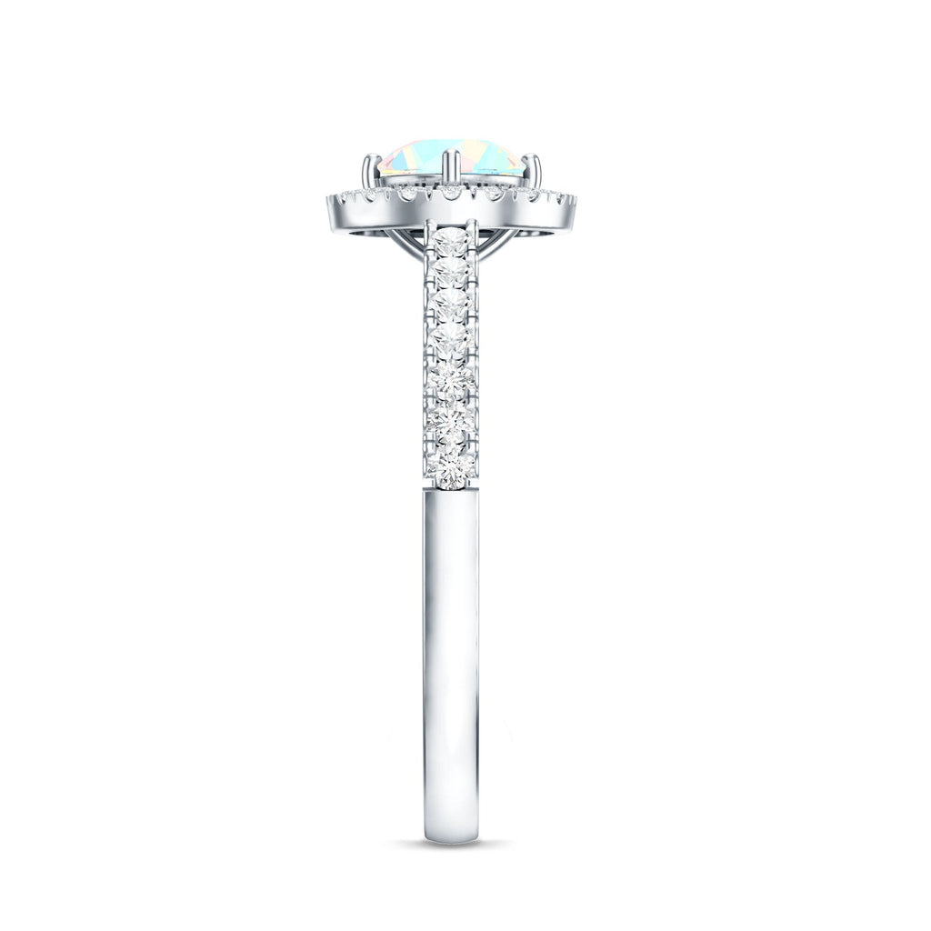 Natural Ethiopian Opal Diamond Engagement Ring with Halo