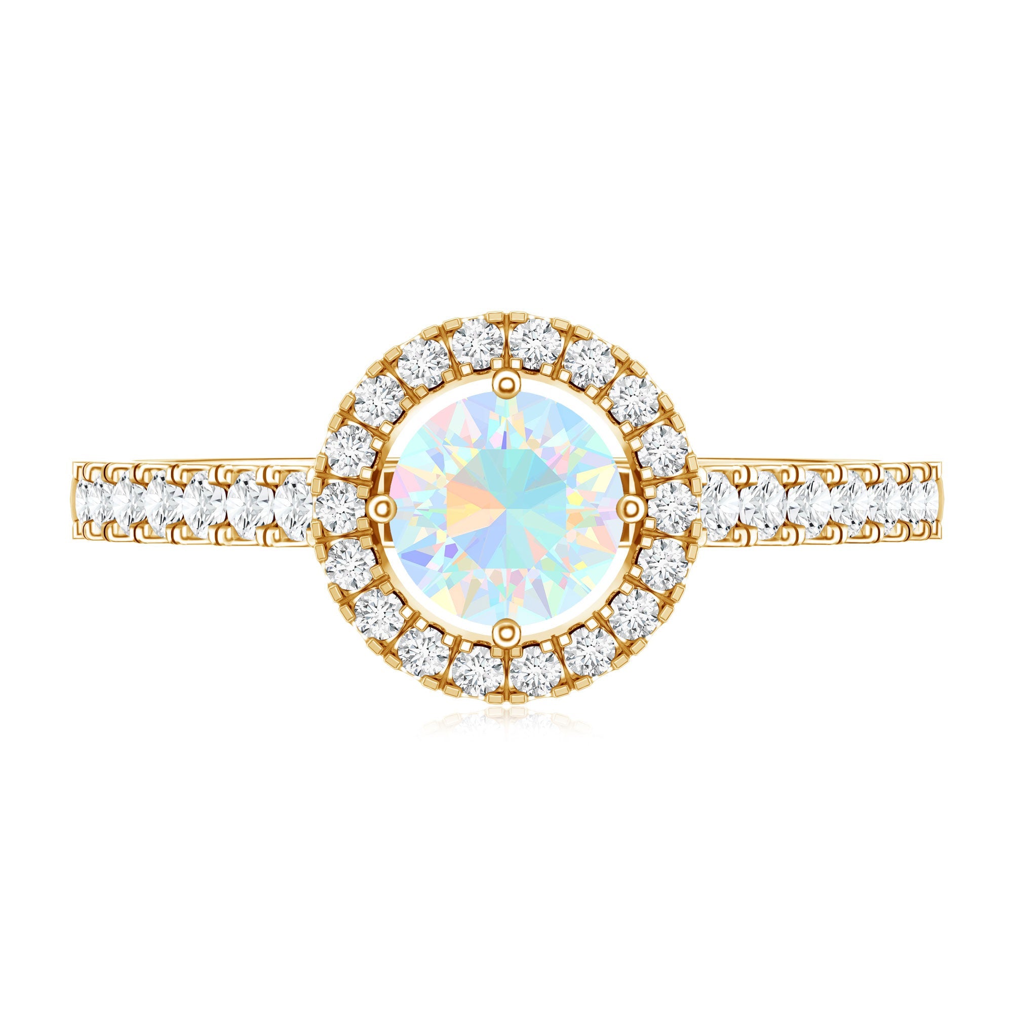 Natural Ethiopian Opal Diamond Engagement Ring with Halo
