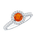 0.45 Carat Real Fire Opal and Diamond Halo Engagement Ring