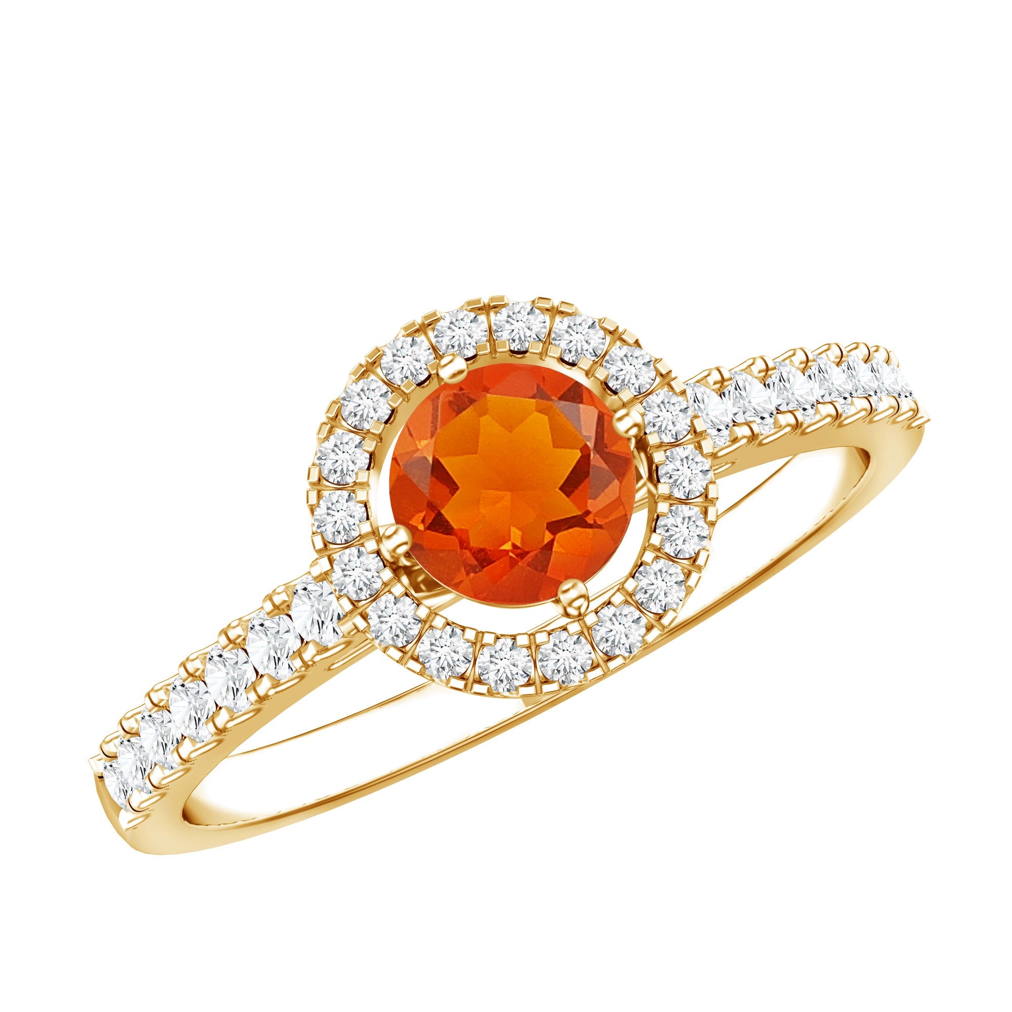 0.45 Carat Real Fire Opal and Diamond Halo Engagement Ring