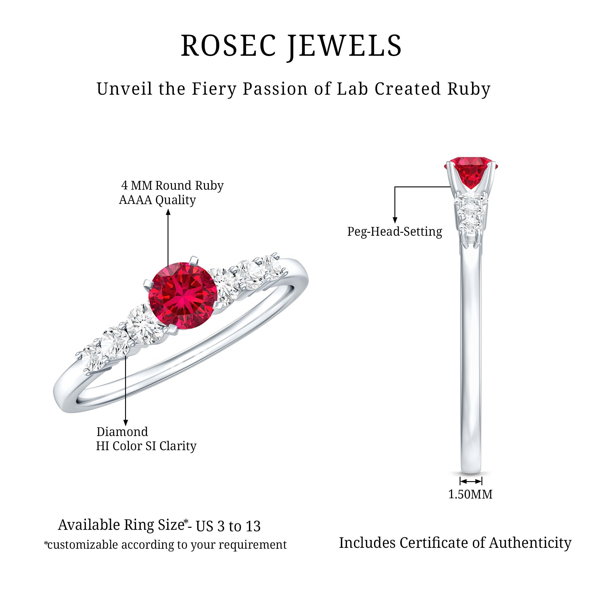Graduated Style Lab Created Ruby and Diamond Promise Ring