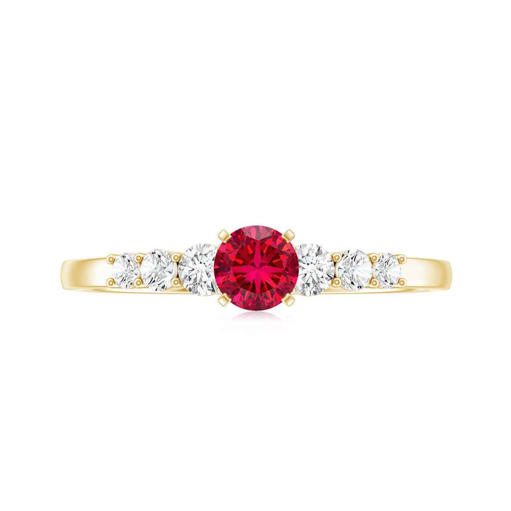 Graduated Style Lab Created Ruby and Diamond Promise Ring