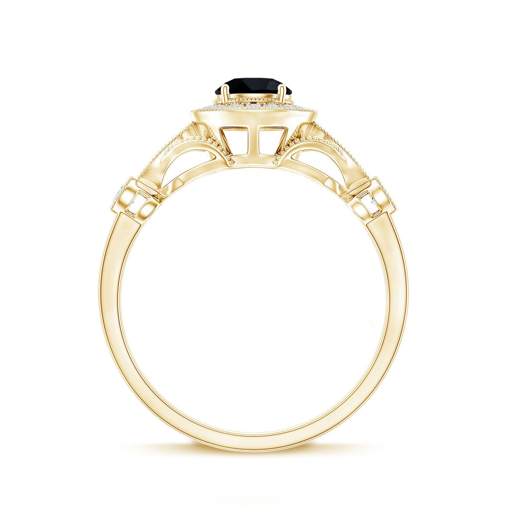 Vintage Inspired Black Onyx and Diamond Engagement Ring