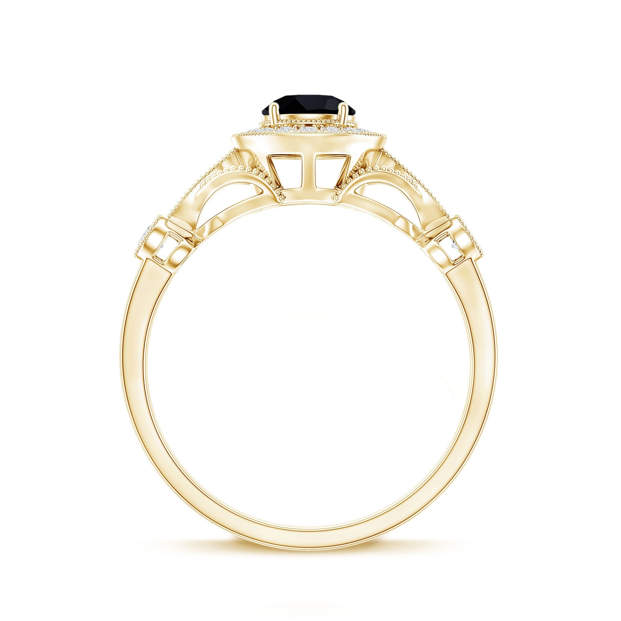Vintage Inspired Black Onyx and Diamond Engagement Ring