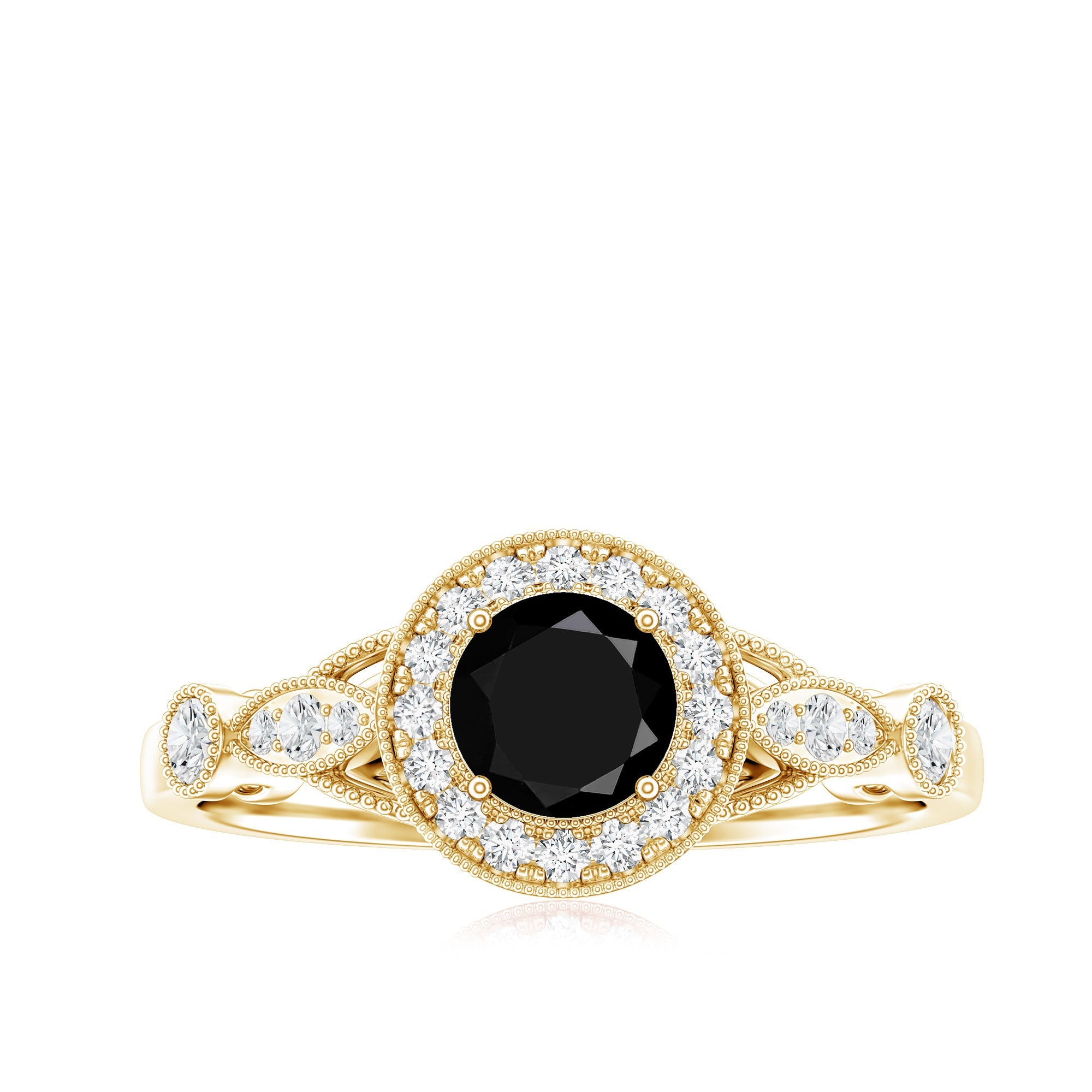 Vintage Inspired Black Onyx and Diamond Engagement Ring