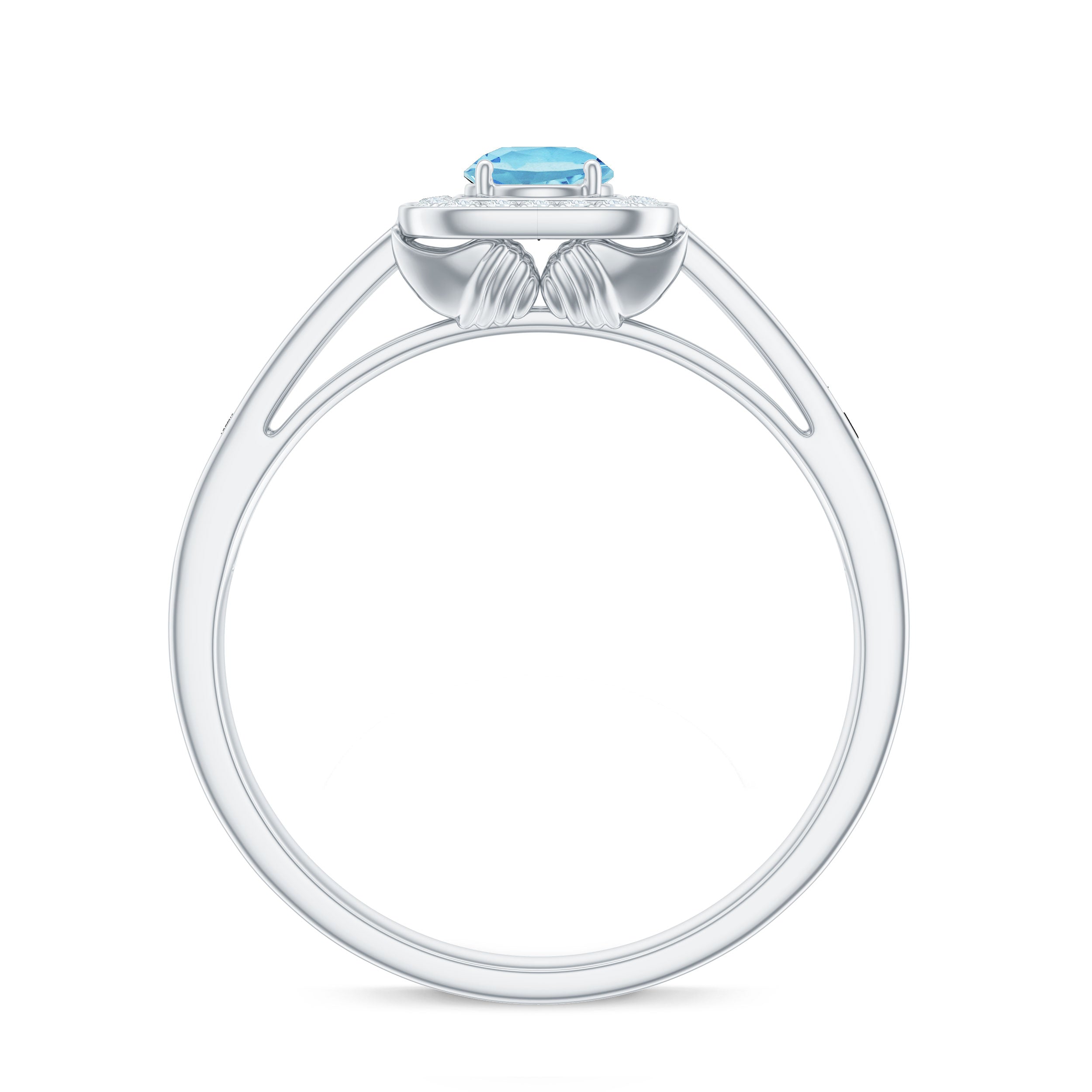Vintage Looking Aquamarine and Diamond Halo Engagement Ring for Women