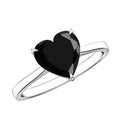 Solitaire Black Onyx Heart Promise Ring for Women