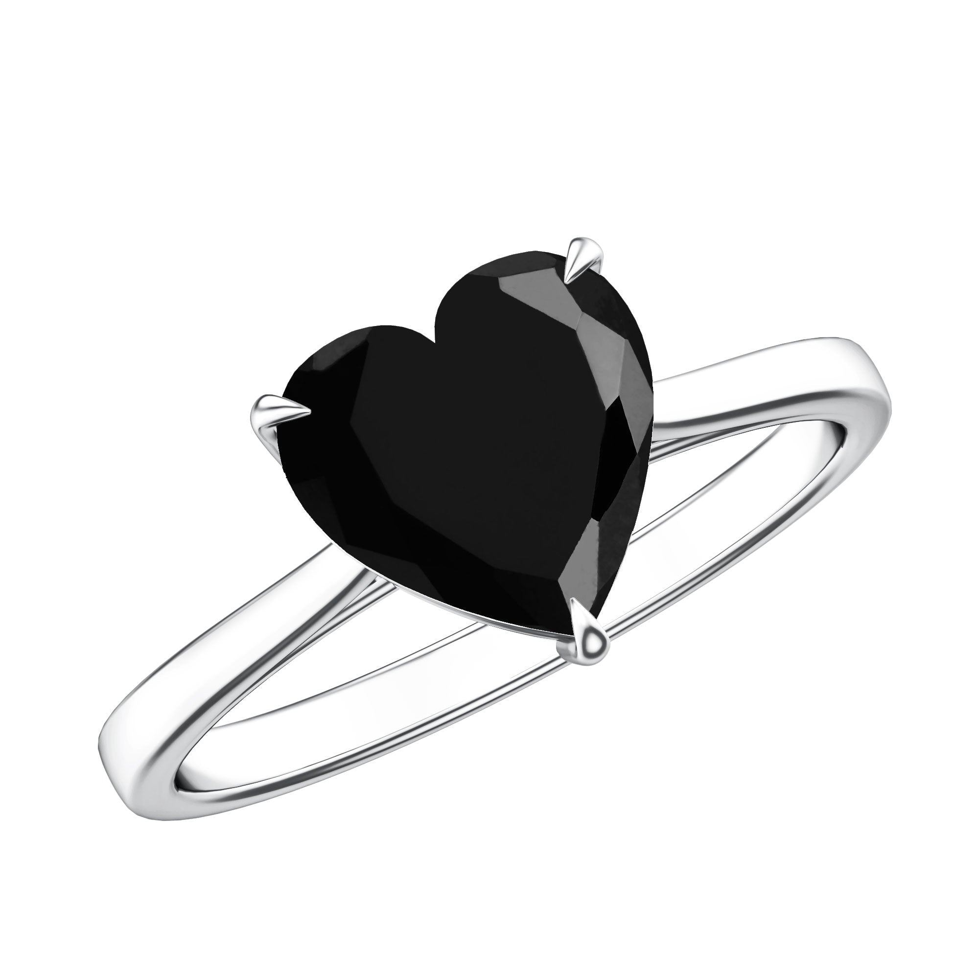 Solitaire Black Onyx Heart Promise Ring for Women
