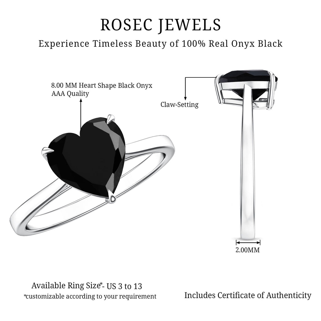 Solitaire Black Onyx Heart Promise Ring for Women