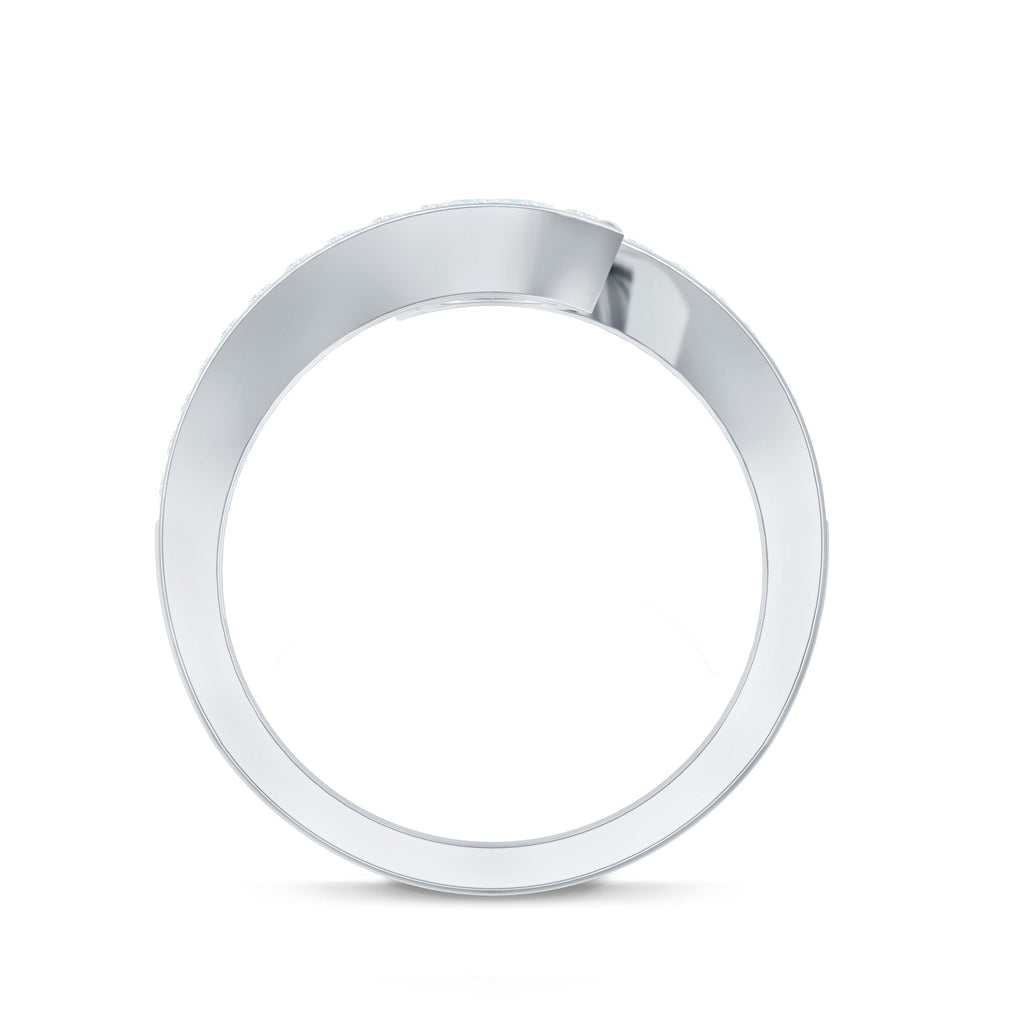 Real Moonstone Bypass Engagement Ring with Diamond