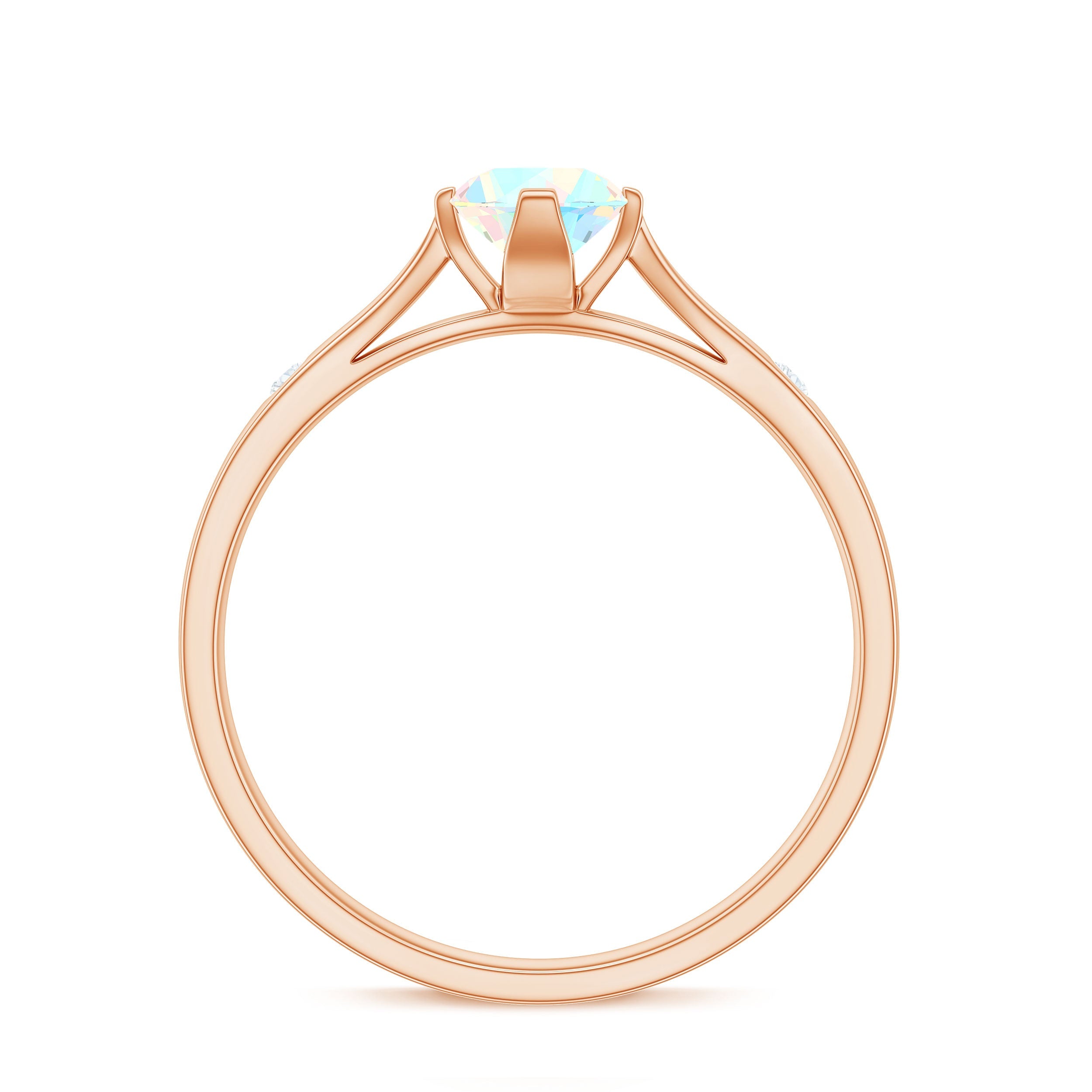 Natural Solitaire Ethiopian Opal Promise Ring with Diamond
