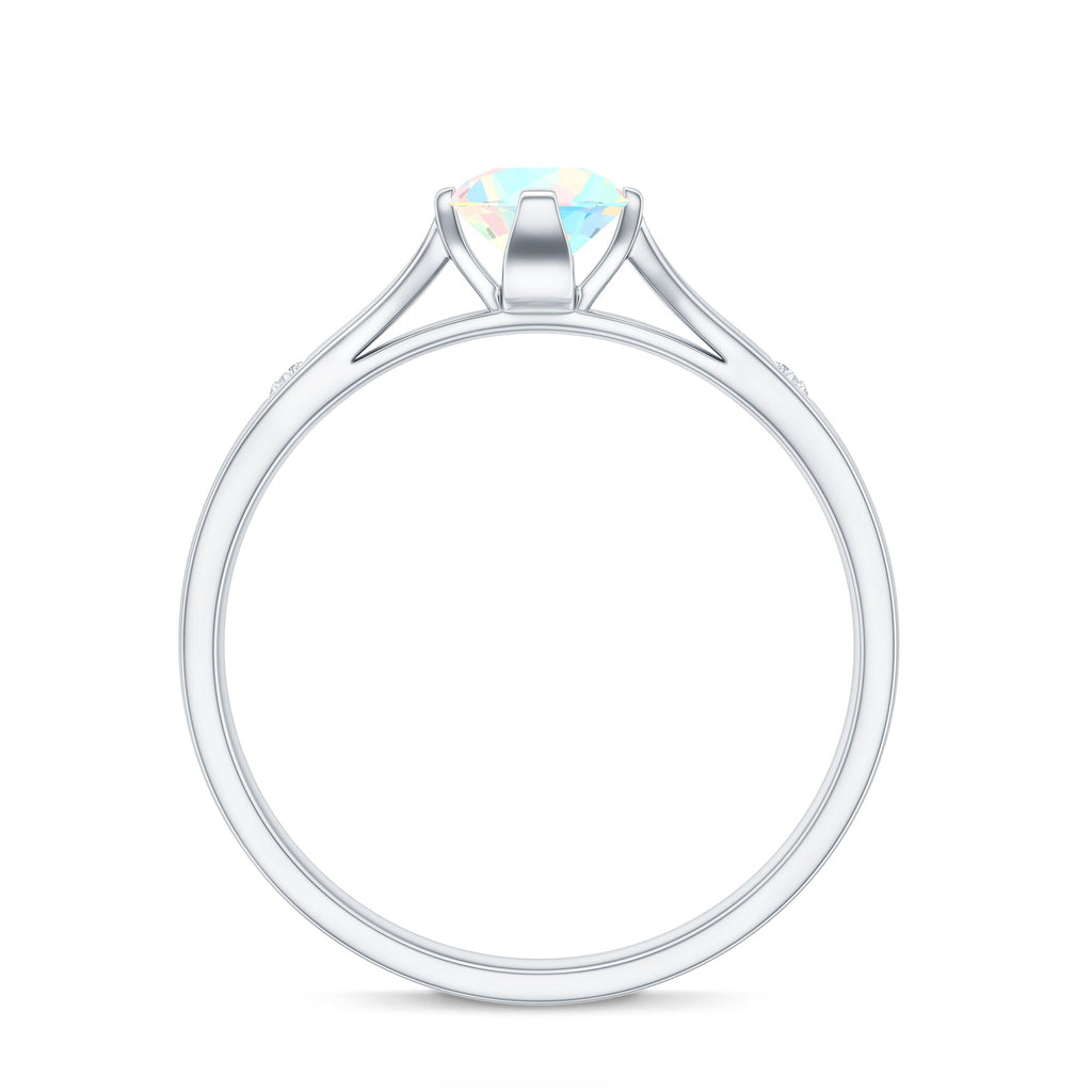 Natural Solitaire Ethiopian Opal Promise Ring with Diamond