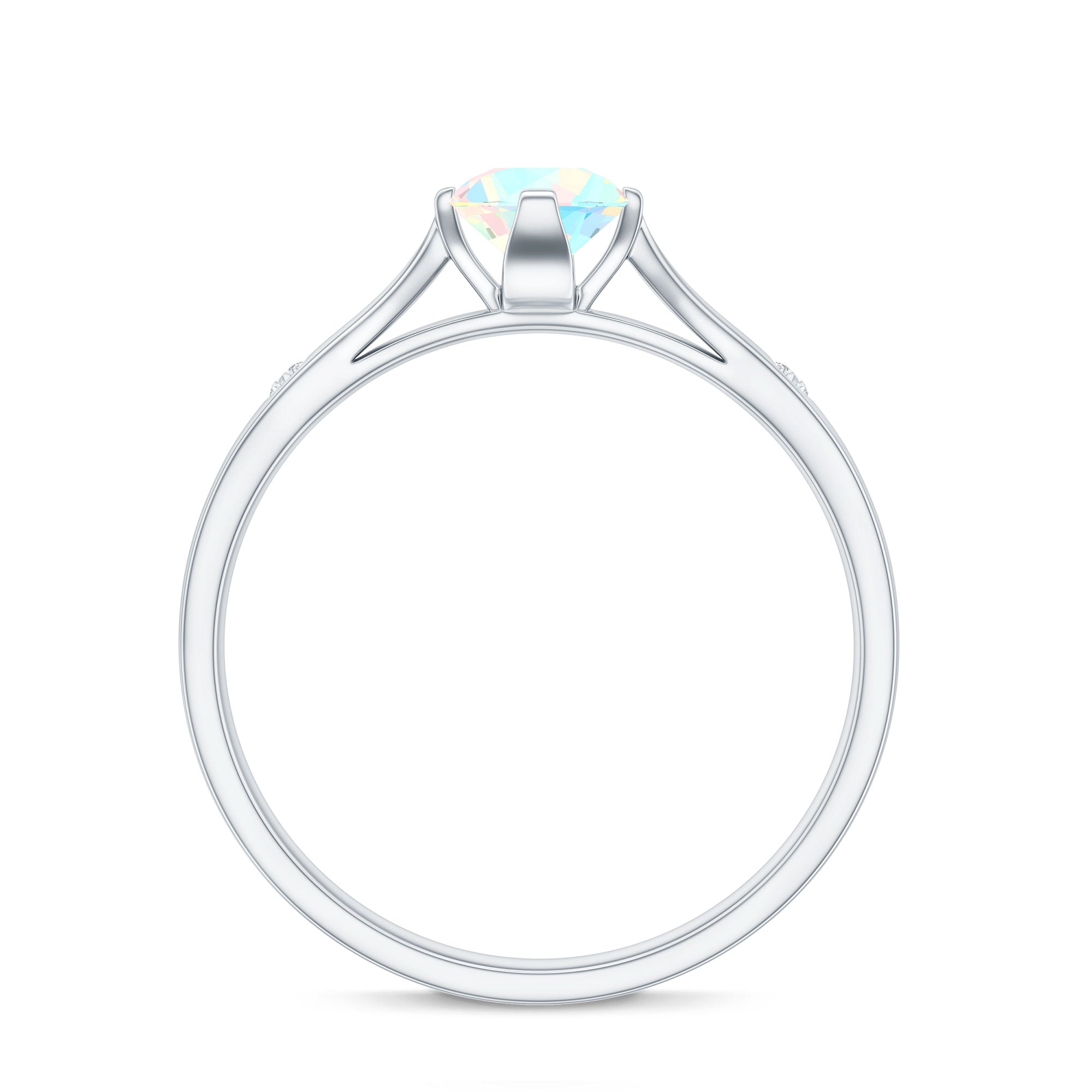 Natural Solitaire Ethiopian Opal Promise Ring with Diamond